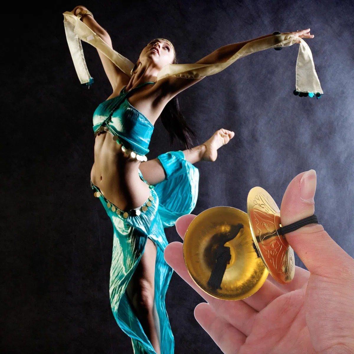 Vaguelly 4 mini bacinelli per dita, in rame, per danza del ventre, per bambini, adulti