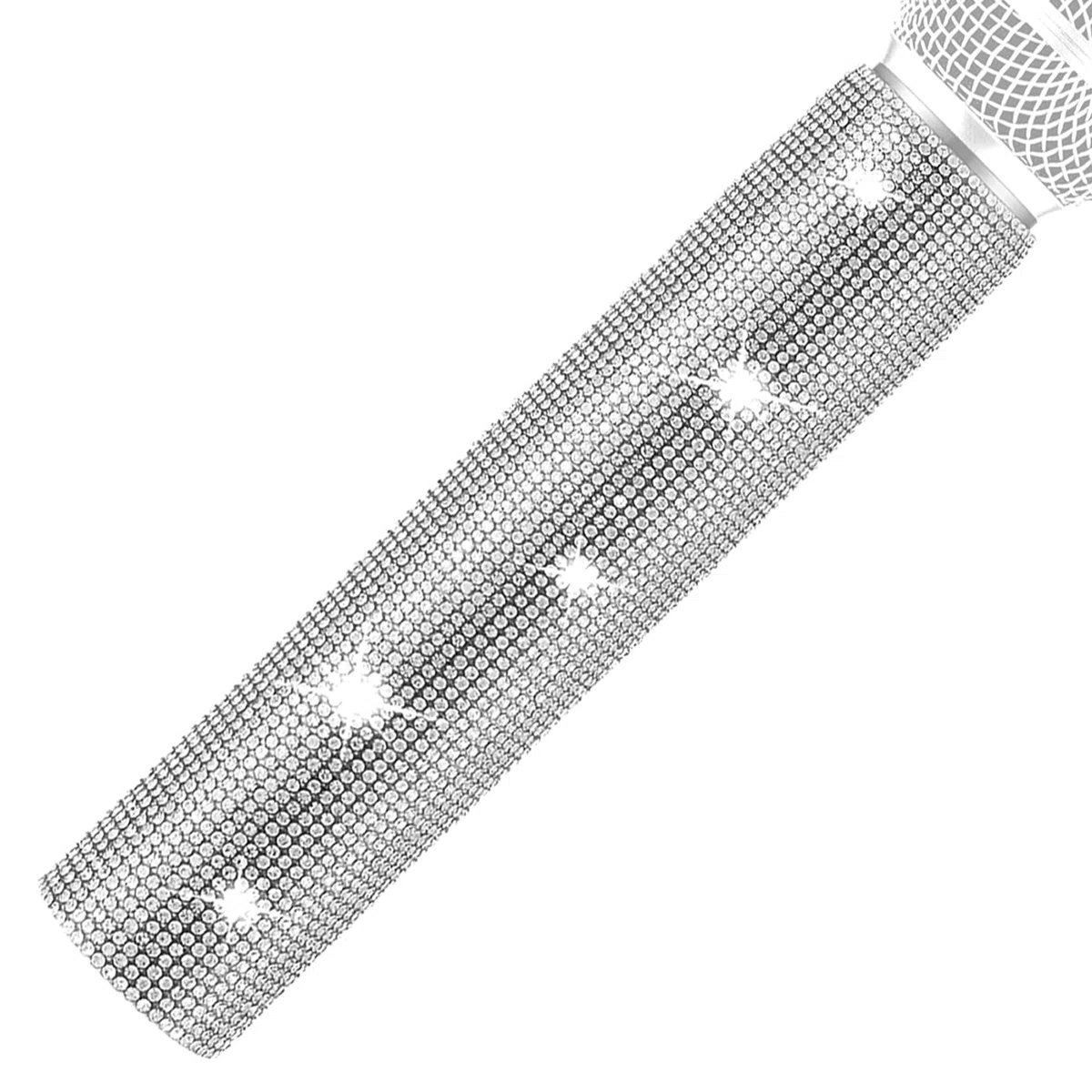 Musiin Copertura per Manico con Strass Scintillanti Argento per Microfono, Decorazione per Microfono di Diametro Circolare 1.58 Pollici, Attira l'attenzione Durante gli Eventi di Performance