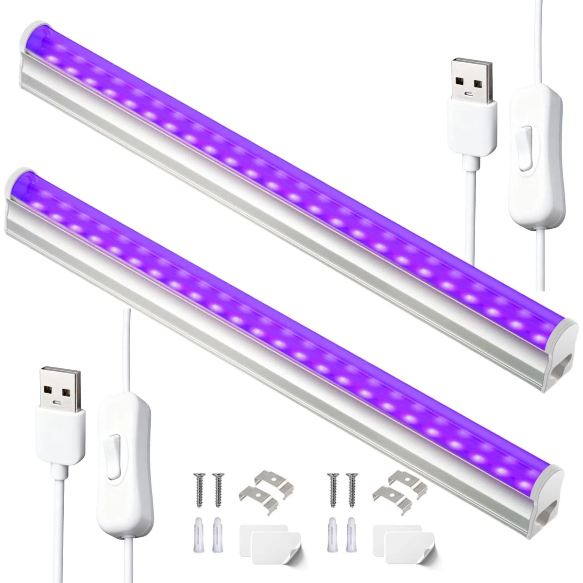 2 Pezzi 10W UV Barra Ultravioletti, Tubo Luce Nera Portatile, 385-400nm LED Illuminazione Ultravioletto per Party Feste Discoteca Natale Discoteca Pittura Corporale Fluorescente Blacklight