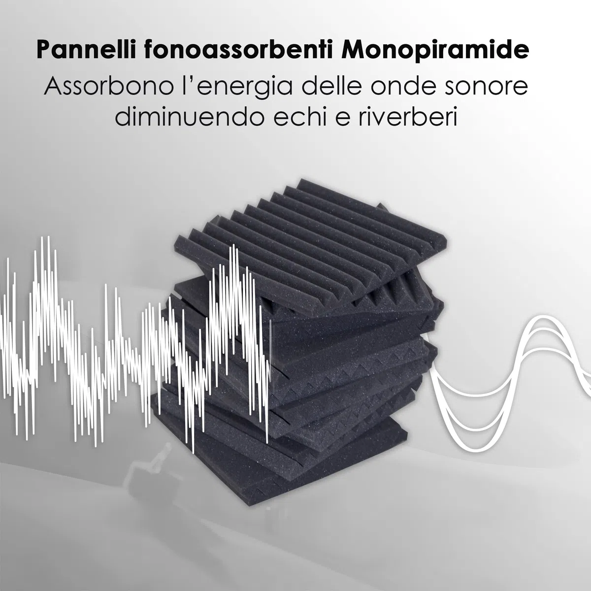 Keyhelm - Pannelli Fonoassorbenti Monopiramide 25x25x2,5cm | Correzione Acustica, Grigio Antracite | Made in Italy (Pacco da 32 (2m²))