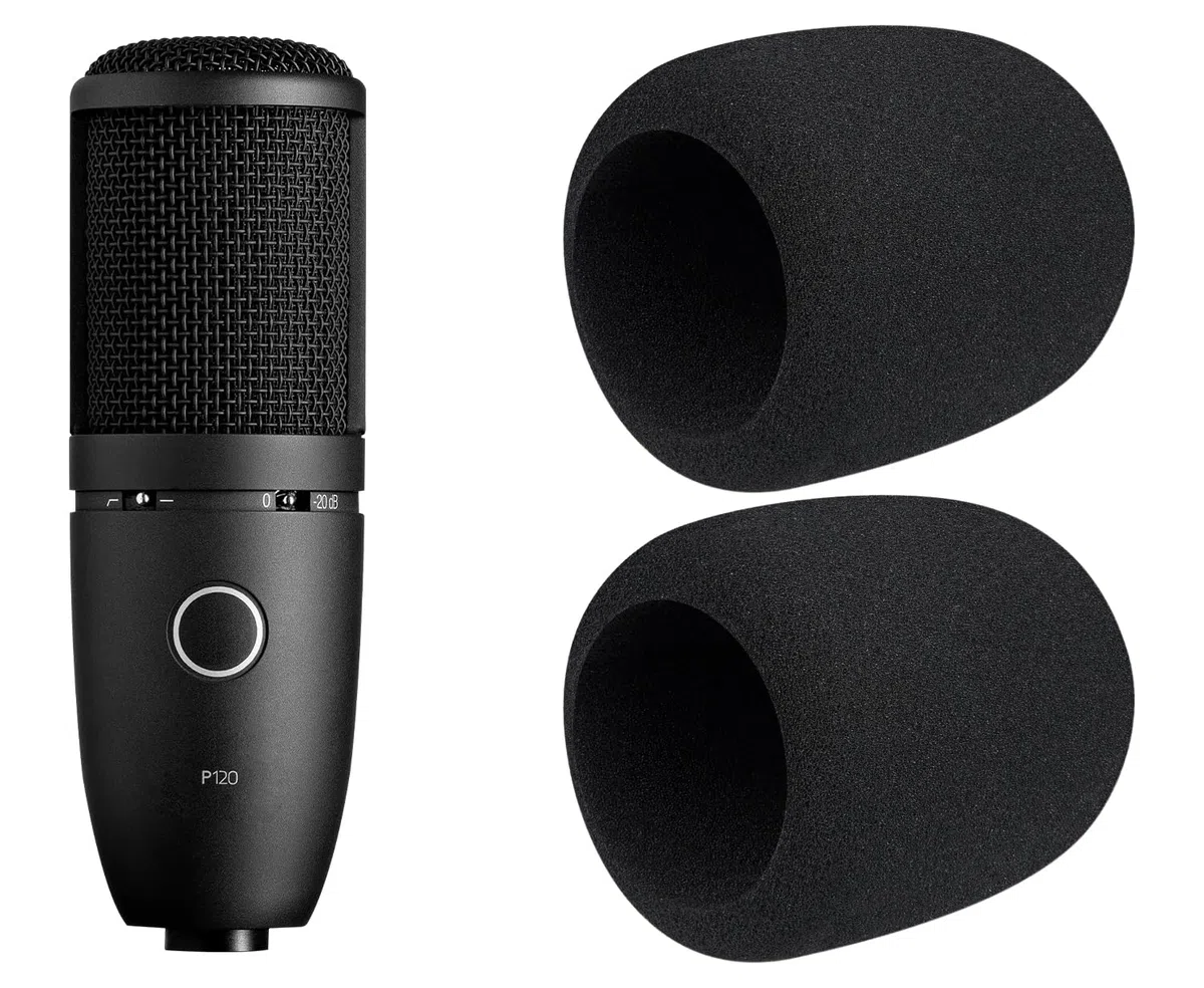 SOULWIT 2Pcs Microfoni Filtro Pop per AKG P120/P220/P420 Condensador, Protezione Microfono Schiuma Mic Copri Parabrezza - Nero