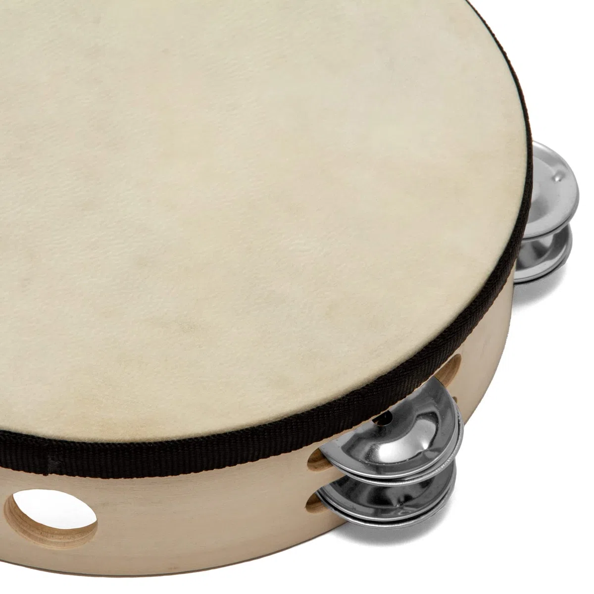 TIGER TAM98-10-BK - Tamburello in legno, 25,4 cm, doppia fila di jingle, colore: naturale
