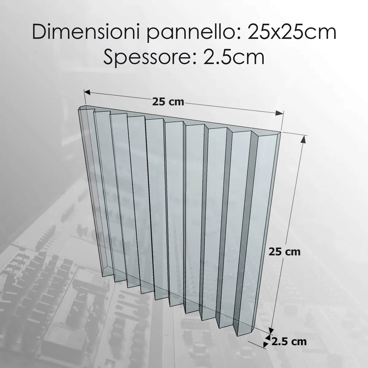 Keyhelm - Pannelli Fonoassorbenti Monopiramide 25x25x2,5cm | Correzione Acustica, Grigio Antracite | Made in Italy (Pacco da 32 (2m²))