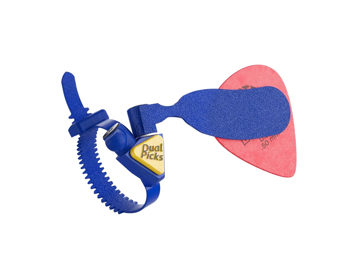 Porta Plettro Brevettato per Chitarra e Basso – Elimina la Caduta Durante l’Uso, Compatibile con Qualsiasi Plettro, Mancini e Destrorsi (Blu Elettrico)
