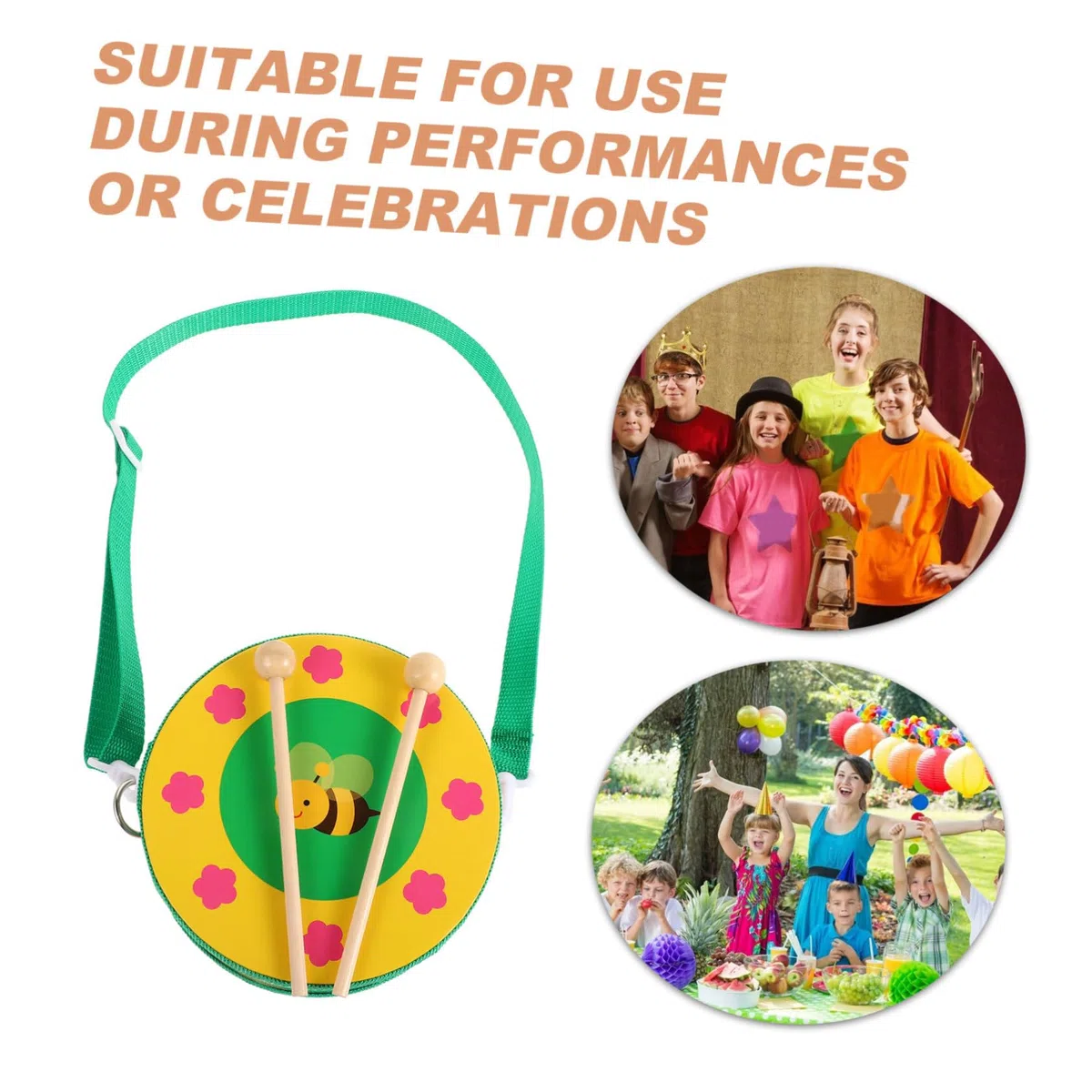 Tamburo A Mano in Legno Per Bambini E Bambine Strumento Musicale Educativo Percussioni Prescolari Per Bambini Piccoli
