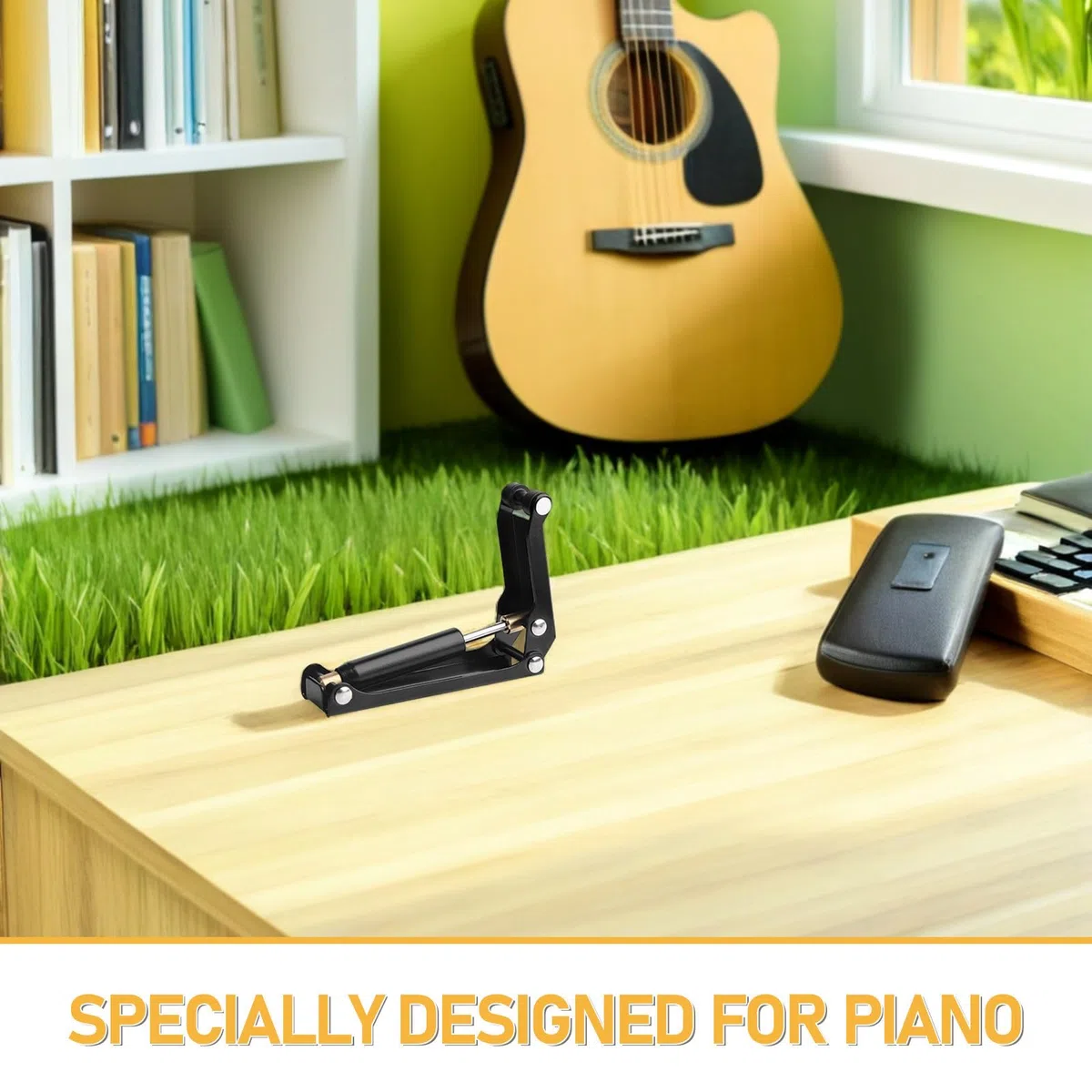 Totority Dispositivo di Abbassamento Lento Leggero e Facile da Trasportare per Coperchio Pianoforte Accessorio per Pianoforte Verticale in Lega di Alluminio Nero