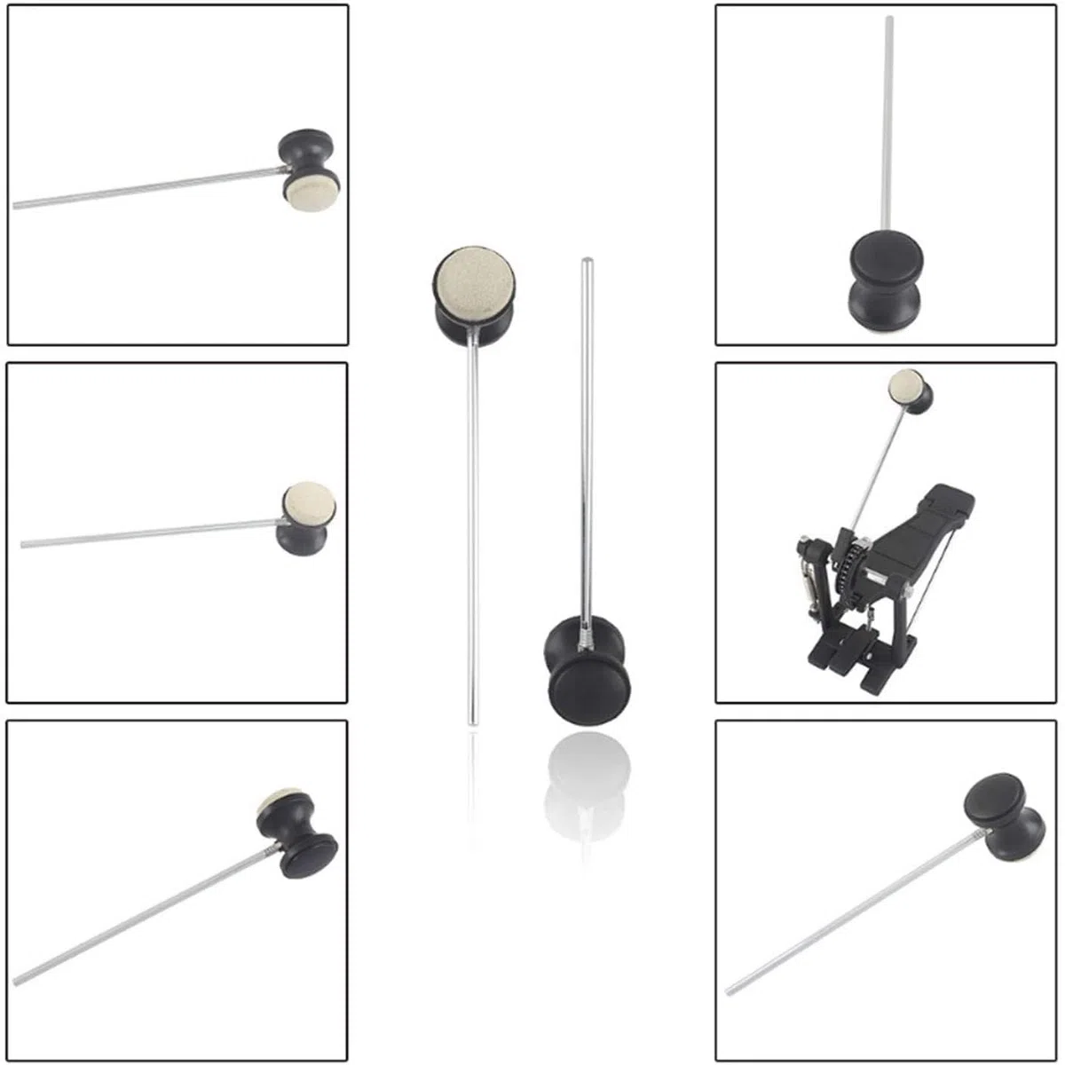 Battente per Batteria per Pedale Doppio grancassa Maniglia in Acciaio Inossidabile da 180 mm Accessori per Parti di percussioni per Batteria - Confezione da 2