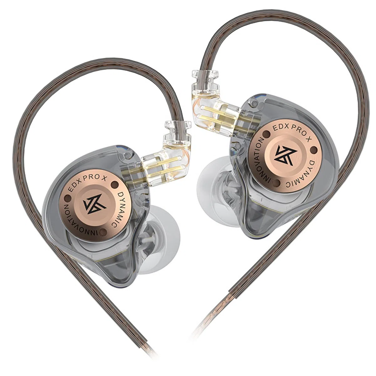 LINSOUL KZ EDX Pro X Auricolari in-ear, singolo driver dinamico HiFi con monitoraggio in-ear ergonomico, cuffie da gaming cablate (Senza microfono, Grigio)
