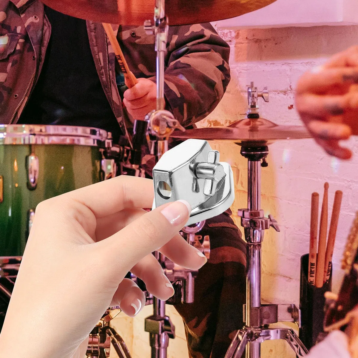 Zerodeko Supporto per Gamba del Timpano da Pavimento in Metallo Regolabile Staffe per Gambe Batteria Leggere per Musicisti Professionisti e Principianti