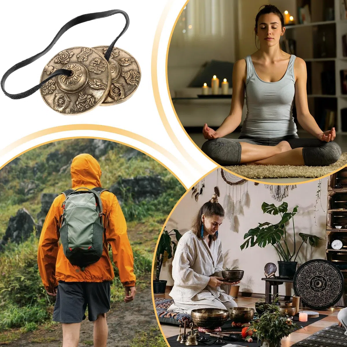 Tibetische Meditationsbecken - Handzimbeln | Ritualbecken Aus Chinesischem | Handpercussion Strumento | Zuhause Auto Tür Erwachsene Thanksgiving Feiertag Geburtstag Freunde