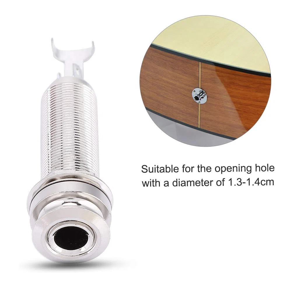 Jack Endpin per Chitarra, Presa Jack Mono Pin in Rame 6306 per Chitarra Elettrica Pickup Ukulele(argento)