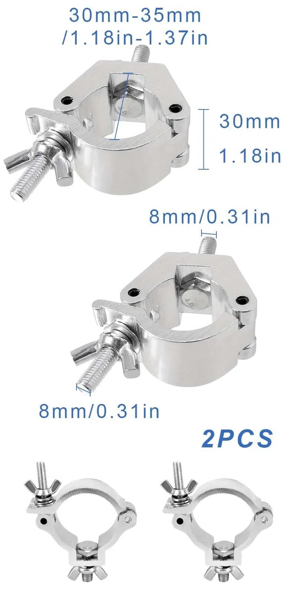 2 pezzi Ganci per tralicci, Morsetti, Morsetti per tralicci, Morsetto per Traliccio, 30-35 mm, Ganci Tralicci Luci Uso,Truss Clamp,ganci per clip da palco per altoparlanti o accessori di illuminazione