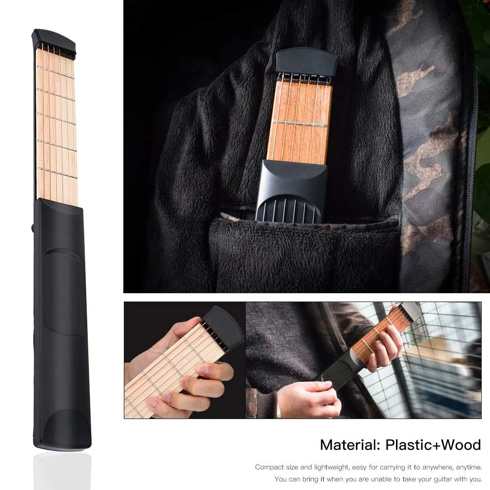 Pocket Guitar, 6 Fret Left Hand Mini Practice Strings Guitar Chord Trainer Strumento di pratica Chitarra Portatile