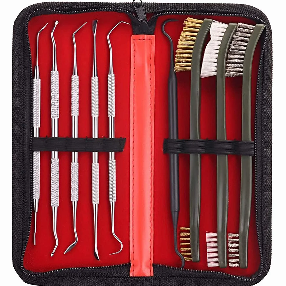 Kit di Pulizia Universale Set di grimaldelli per Tutte Le Pistole Set di Plettri in Metallo con Custodia in Nylon a Doppia estremità in Ottone con spazzole