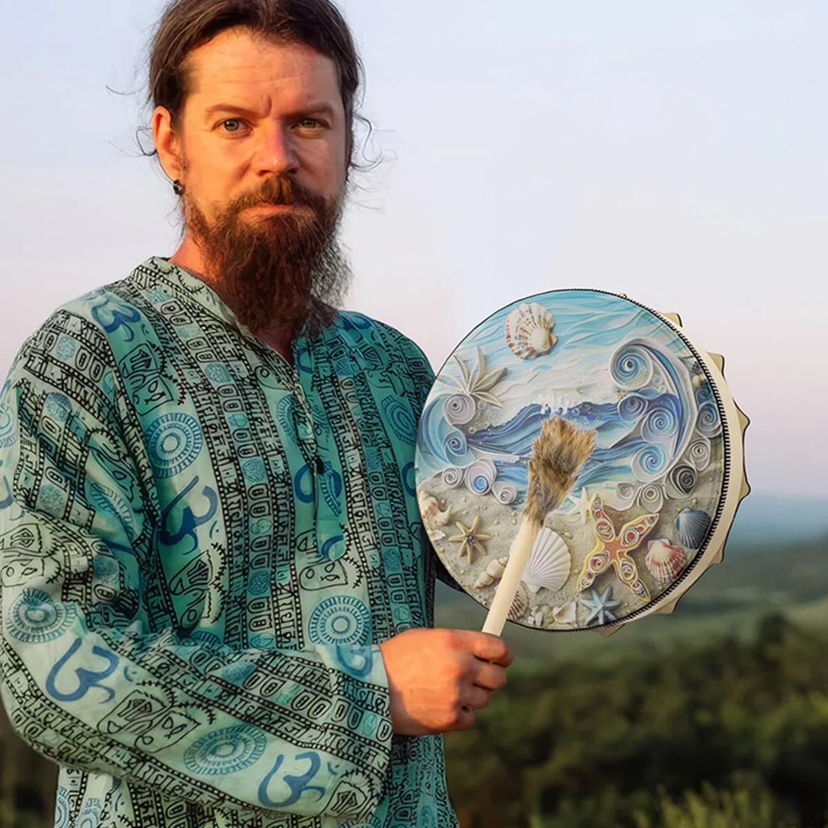 Drum di sciamano - tamburo, culturale | Strumento musicale a percussione sul mare per adulti, tamburo rituale con per la cerimonia di meditazione praticare sea