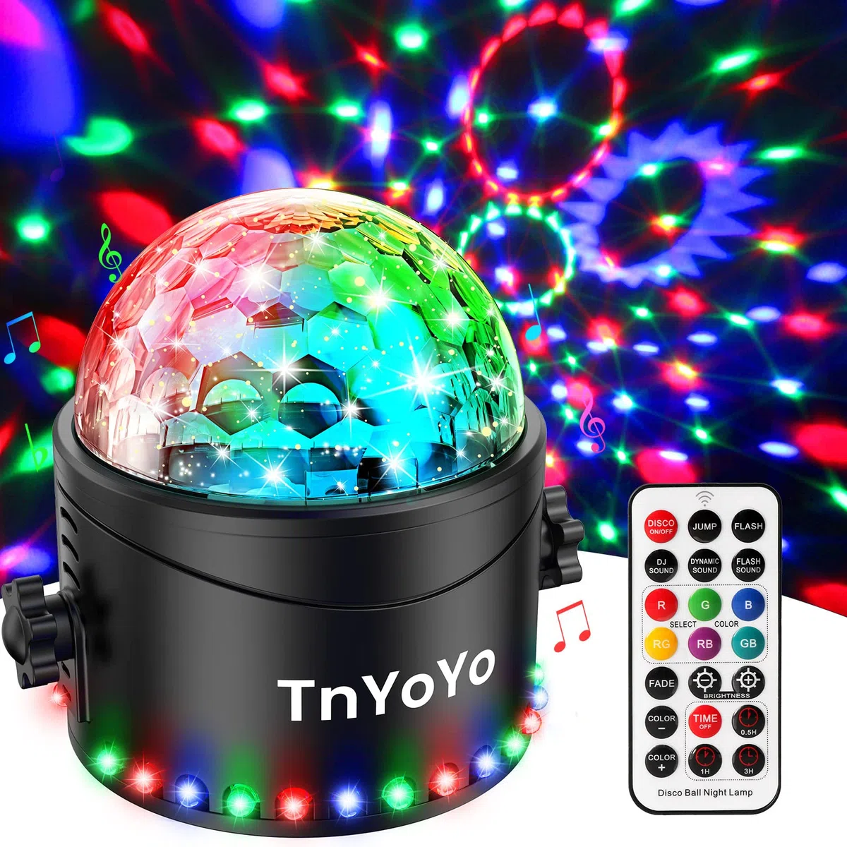 Palla da discoteca con 30 LED, lampada da palcoscenico di comando vocale, 7 colori luce festa con telecomando e cavo USB 360° rotante sfera sfaccettata per festa/DJ/Natale/Bar/bambini