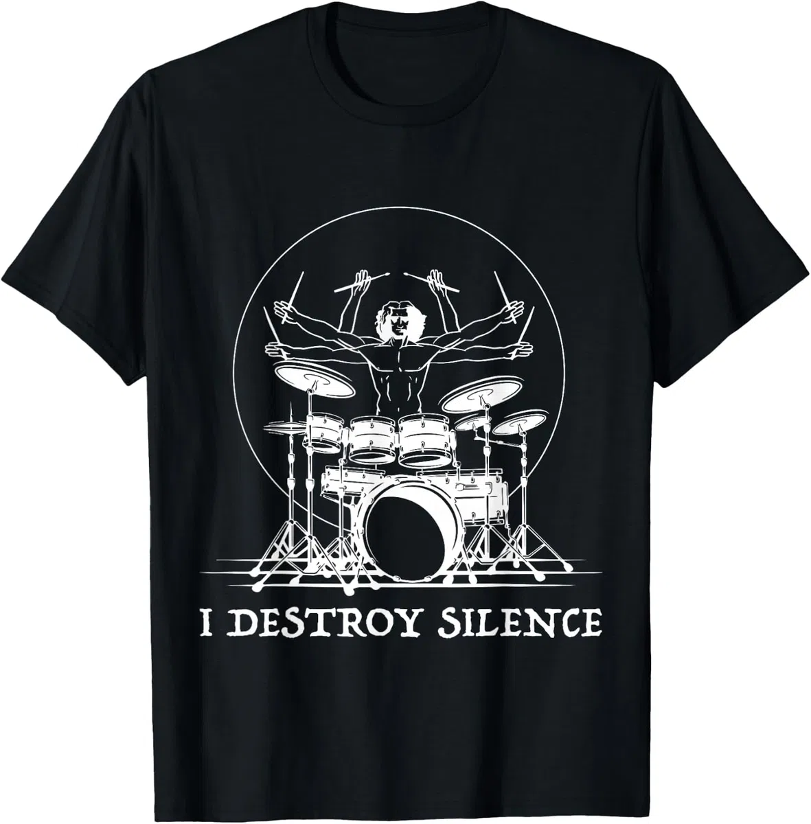 Batteria Uomo Vitruviano I Rock Music Drummer Maglietta