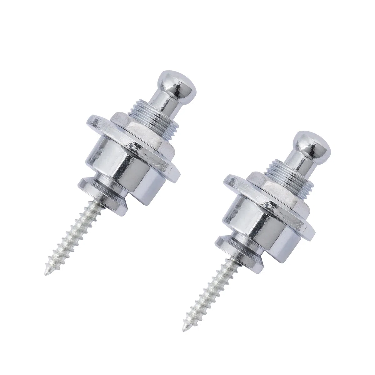 Musiclily Cinghia di bloccaggio per chitarra a testa tonda in metallo, serrature e pulsanti, stile Schaller, per chitarra elettrica acustica o basso, cromato (set da 2)