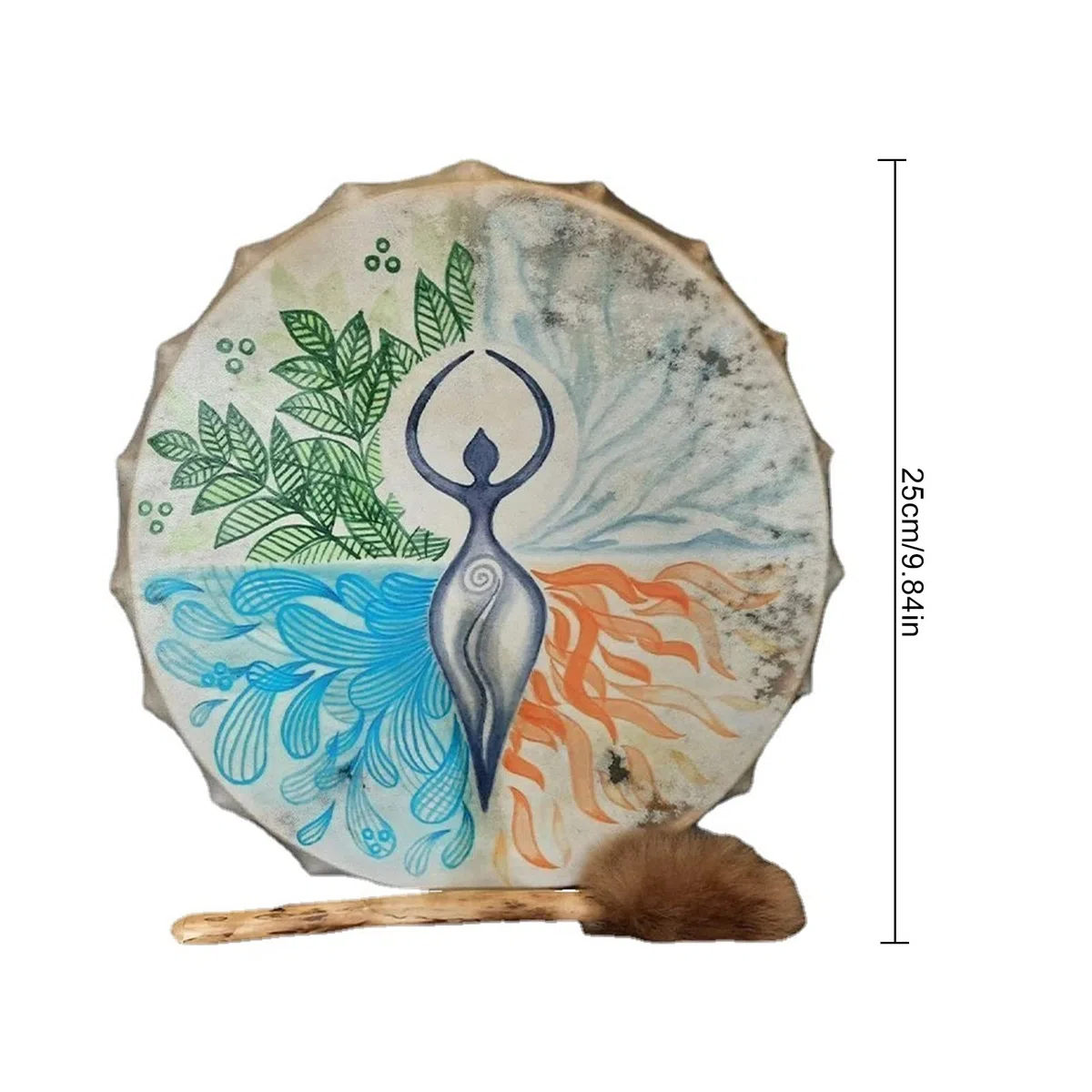 BestAlice Tamburo sciamanico, Tamburo a mano da 10 pollici con decorazione Albero della Vita, con bacchette, Suonatore di strumenti, Guaritore sonoro, Tamburo sciamanico, Regalo per gli amanti della