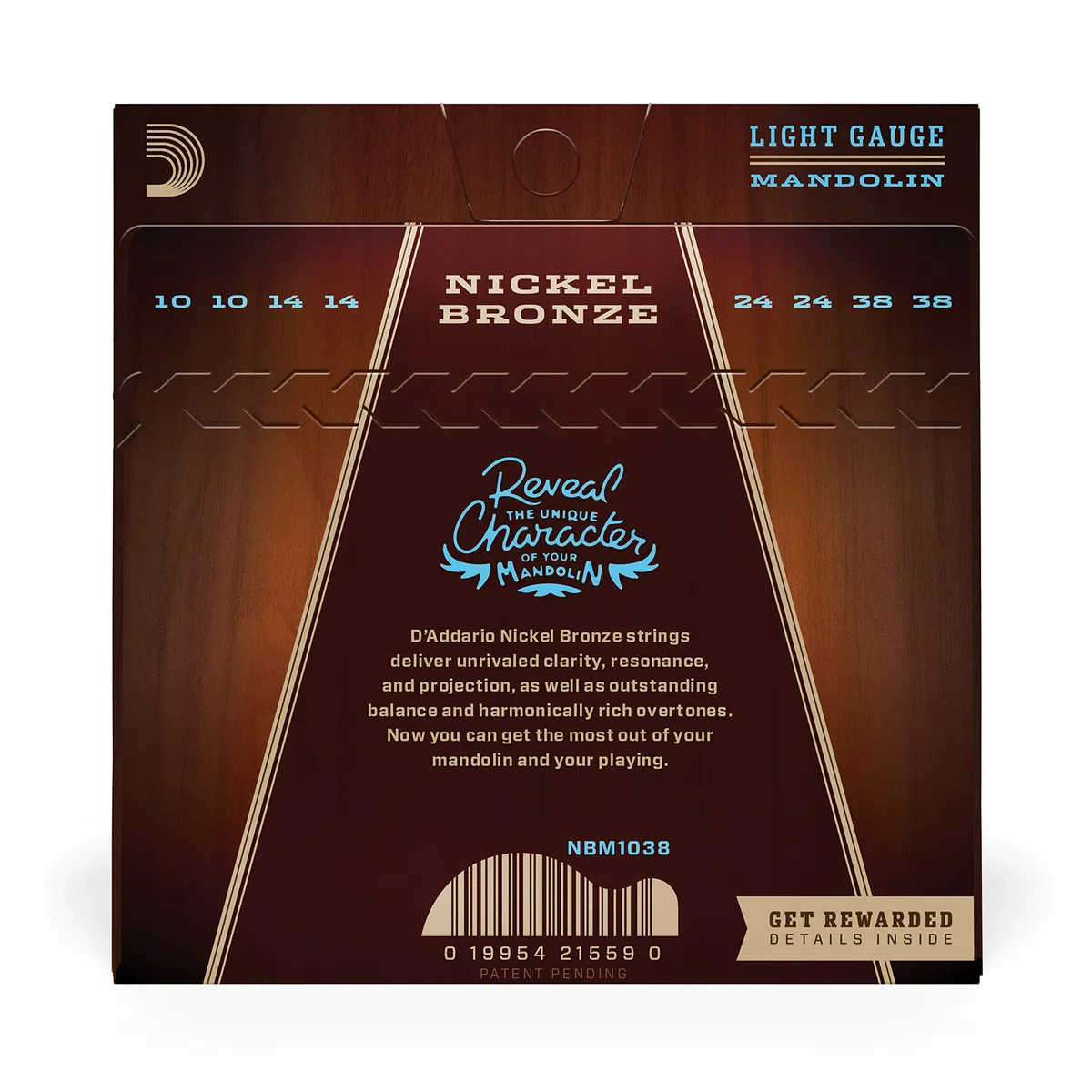 D'Addario NBM1038 - Corde in nickel-bronzo per mandolino, scalatura leggera, 10-38