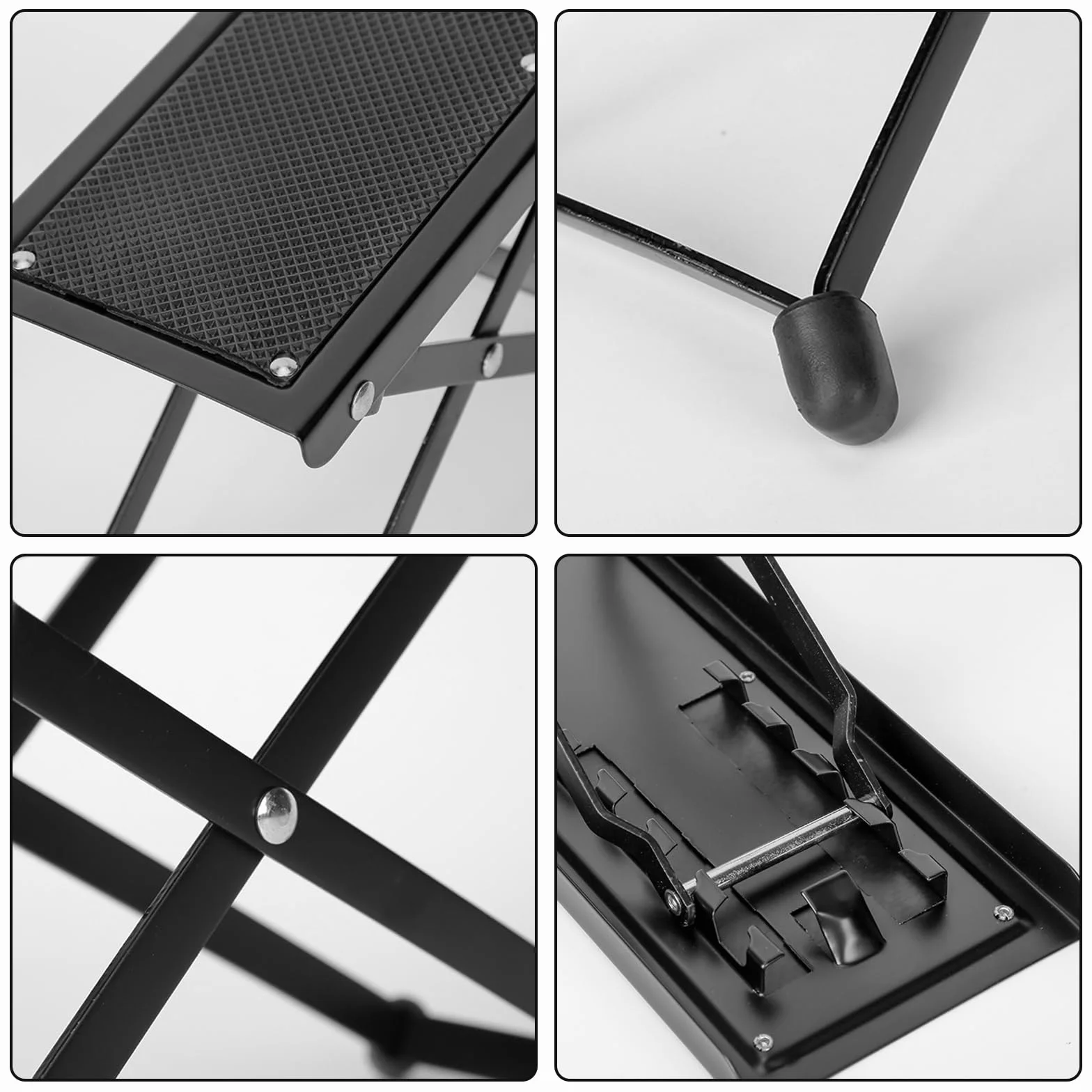 Poggiapiede per Chitarra Aomhrek, Regolabile in Altezza, Pieghevole, con Pad in Gomma Antiscivolo, Nero, Metallo, FOOTREST, Chitarra, Viaggi o Esibizioni On-The-Go