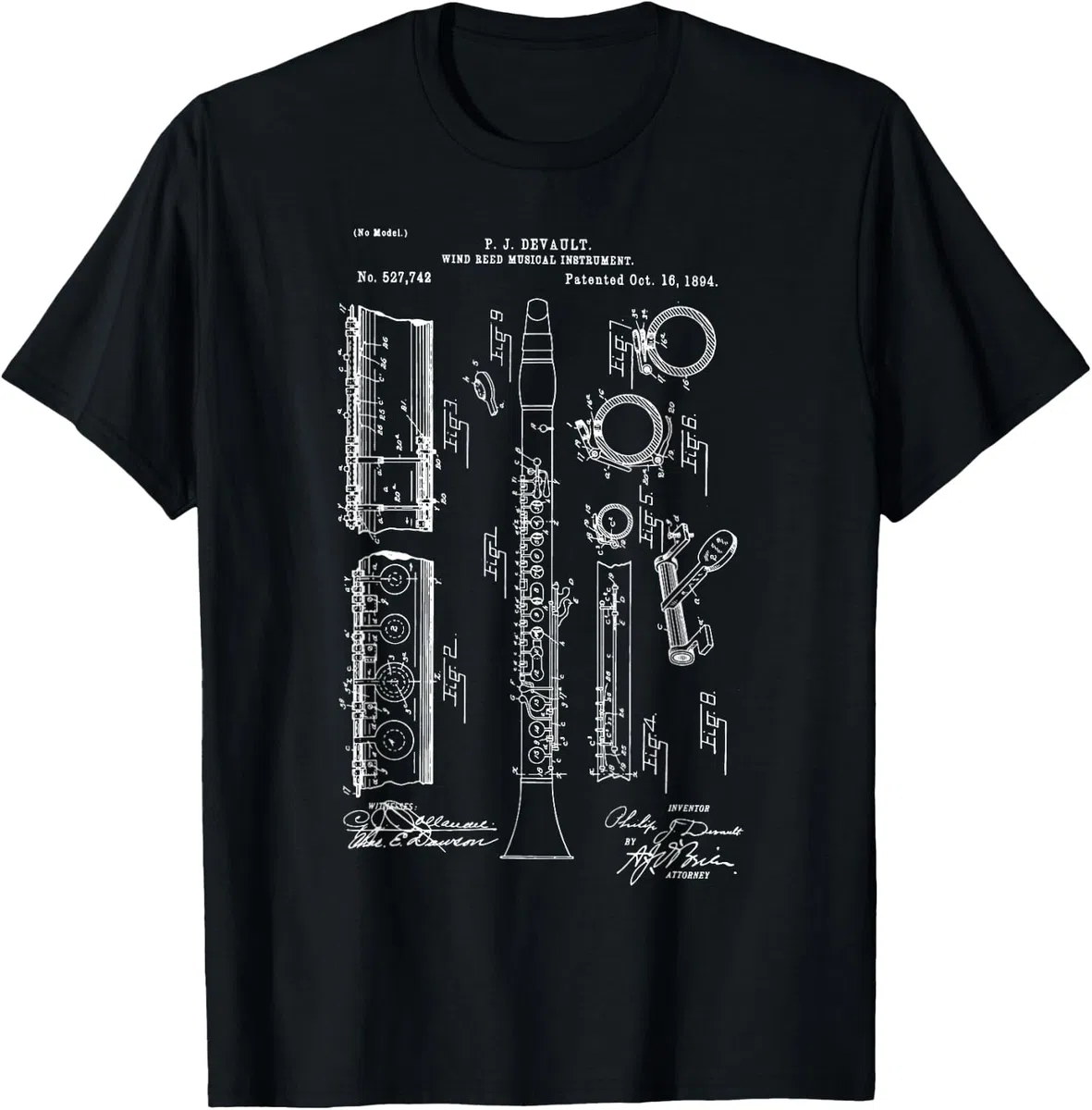 Clarinetto Musicista Marching Band Blueprint Brevetto Maglietta