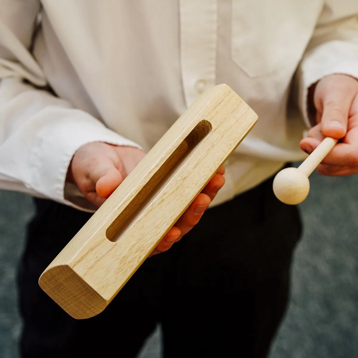 A-Star Blocco di legno con battitore di legno, tono singolo, blocco ritmico di percussioni