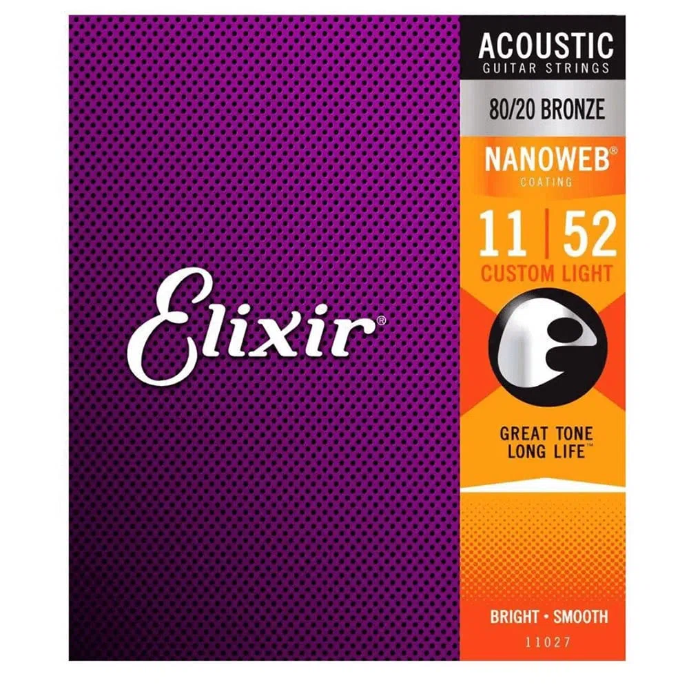 Elixir 16027 Nanoweb Custom Light - Corde in bronzo fosforoso, 11-52