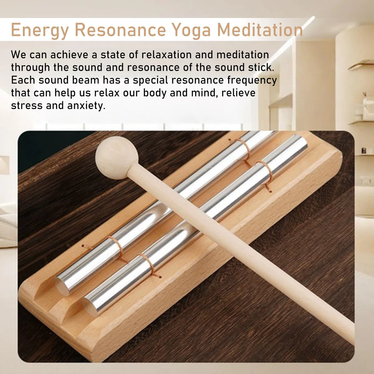Energy Chime, 2 bacchette tibetane Chime, con bacchetta in legno, a lunga durata, toni chiari, per prayer relax, yoga, cura, classroom, 1 tono e 3 toni
