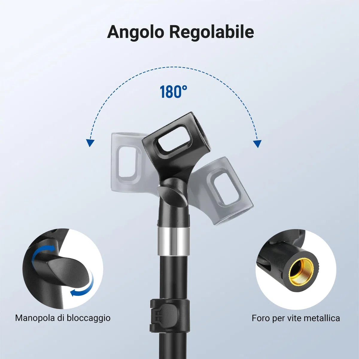 NEEWER BASICS Kit Accessori Supporto Microfono da 2 Pezzi, Clip Microfoni Regolabili con Adattatori a Vite da 3/8" a 5/8" per Mic Palmari Universali Cablati e Wireless da 28mm a 35mm, MS019