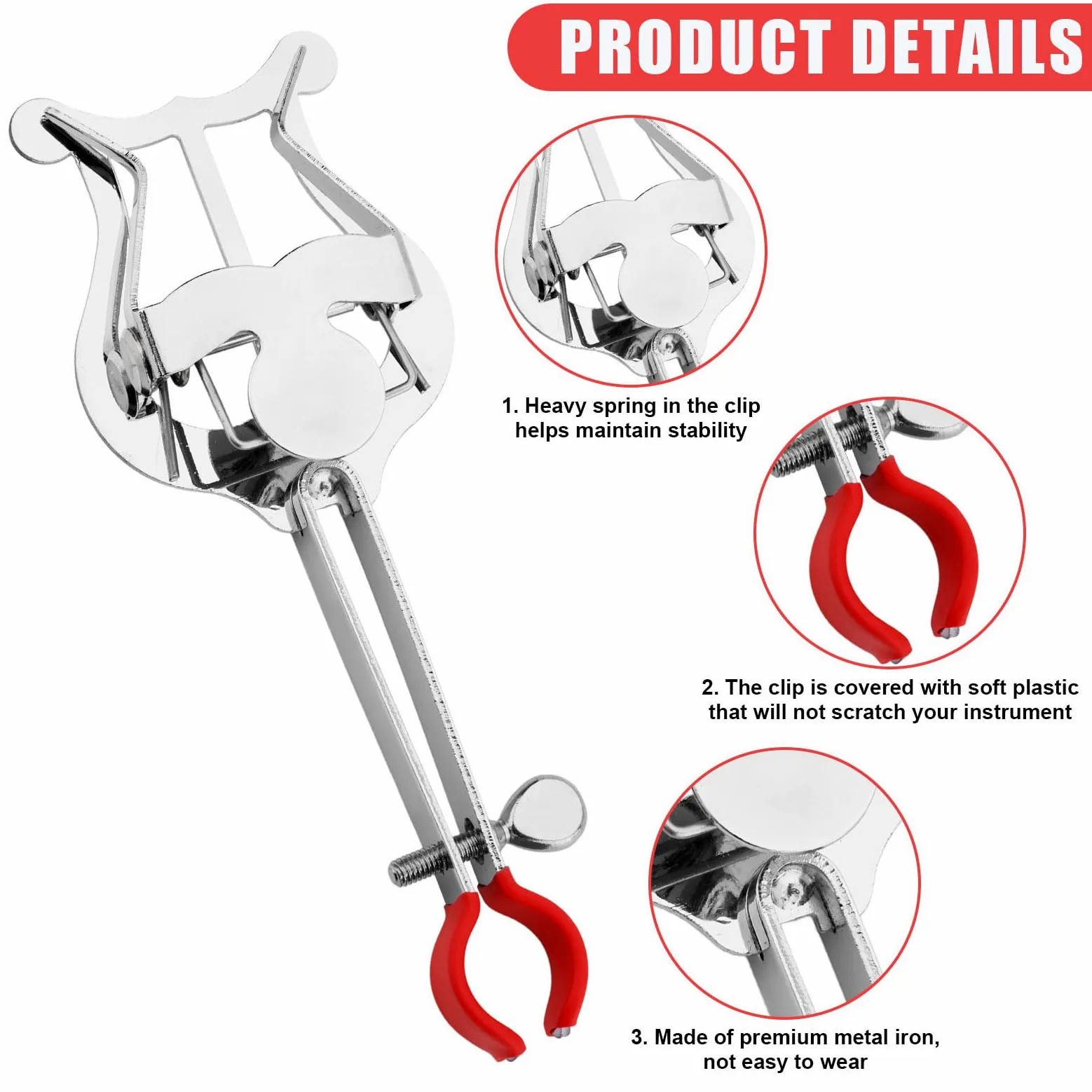 Tromba Marching Lyre Clip, 14x5,3x2 cm Argento Leggero Tromba Morsetto Lyre Spartiti Clip Strumento Accessori per Esercitarsi Principianti Marching Band