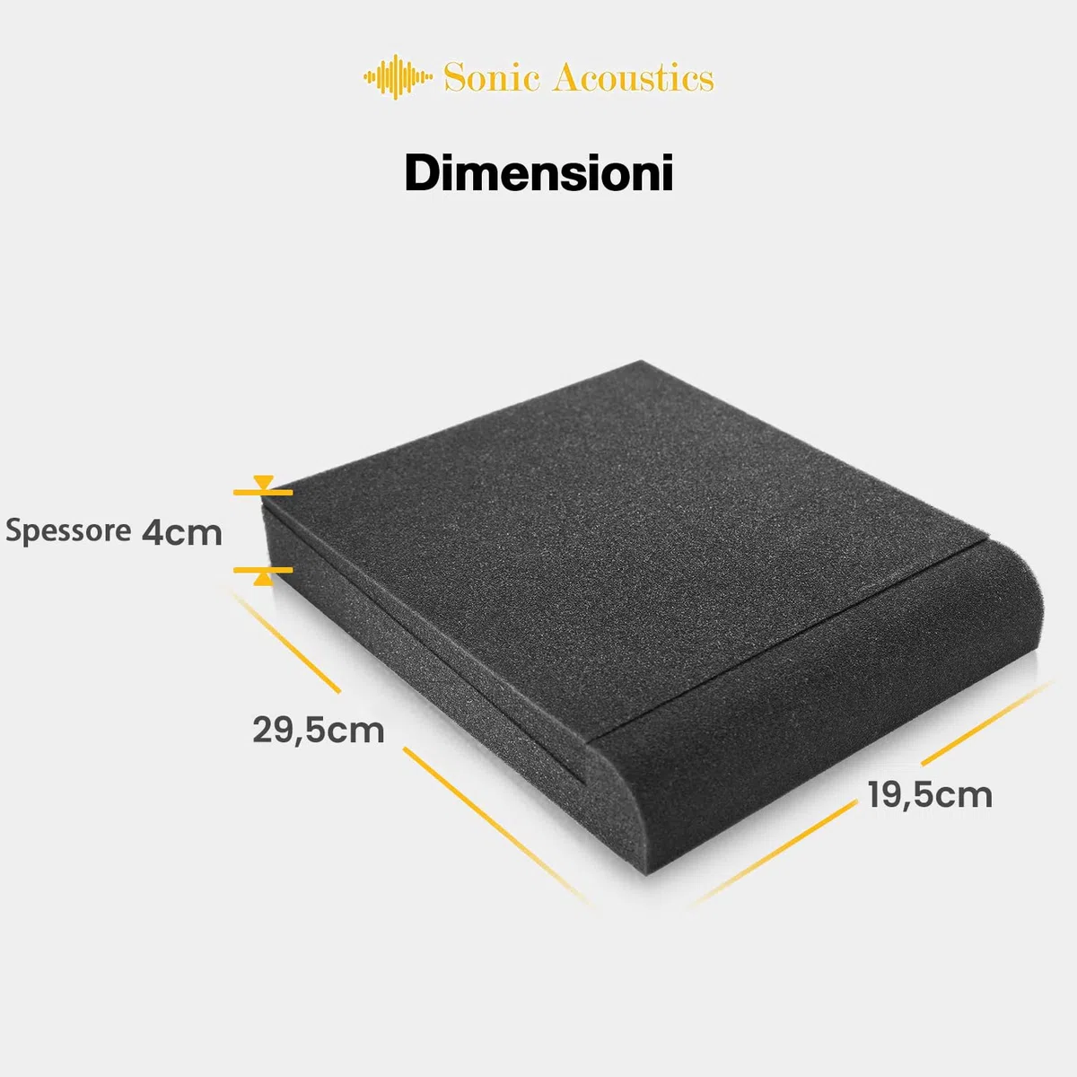 Sonic Acoustics Isolamento Acustico per Monitor da Studio, 2 Pezzi, Base Stabilizzante, 30,5 x 20,3 x 4,6 cm, Compatibile con Maggior Parte di Altoparlanti da 12,7 cm (5 Pollici), Nero