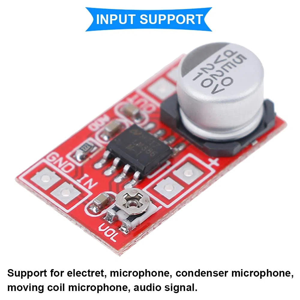 2PCS DC 5V-12V Mini Scheda Amplificatore Microfono Micro Electret Amplificatore MIC Modulo Amplificatore A Condensatore con 2PCS Microfono Electret, 2PCS Cavo di Alimentazione