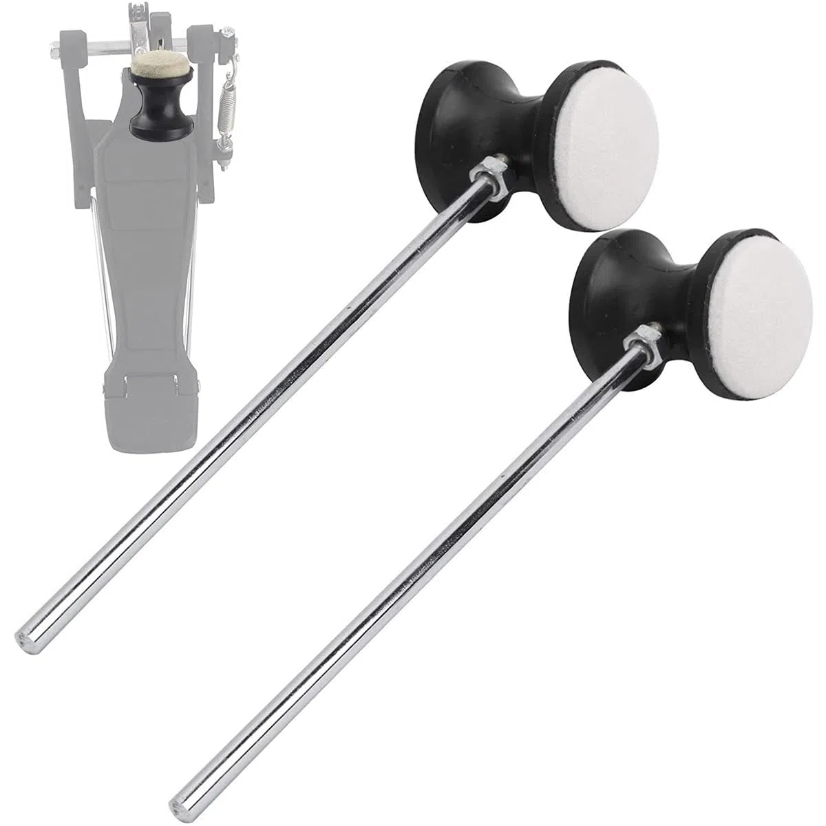 Battente per Batteria per Pedale Doppio grancassa Maniglia in Acciaio Inossidabile da 180 mm Accessori per Parti di percussioni per Batteria - Confezione da 2