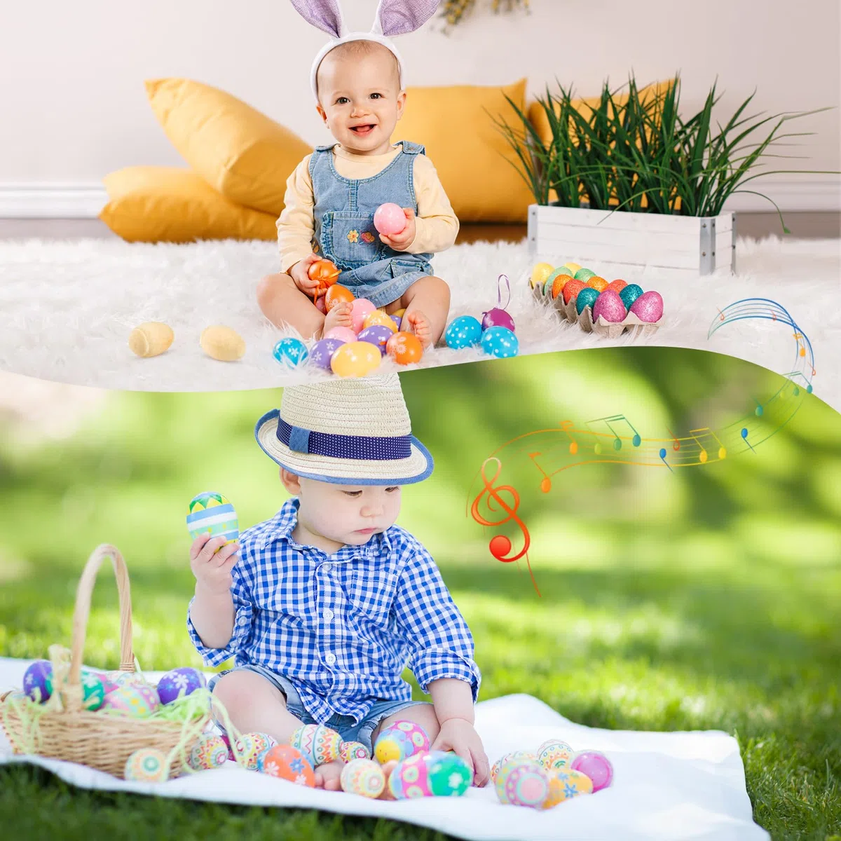 Morcheiong 12/24 pezzi shaker per uova in legno, fai da te shaker per uova set di strumenti musicali con 12/24 pezzi penne multicolori, maracas per uova di Pasqua bomboniere per bambini (12)