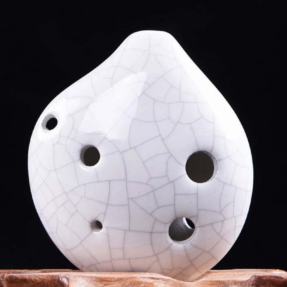 Alnicov 6 fori Ocarina, bottiglia di vino stile Alto C Ocarina, ghiaccio crack artigianale smaltato bianco