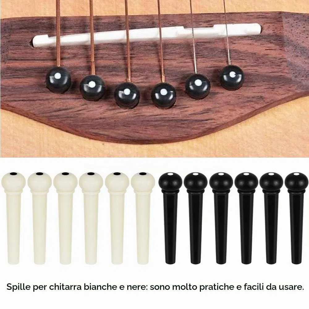 LYTIVAGEN Piroli Chitarra Acustica 12 Pz Perni per Chitarra 2 Pezzi Ponte Sella e Dado e Perni del Ponte Estrattore per Ponti Rimuovere Strumento Folk Chitarra Parti