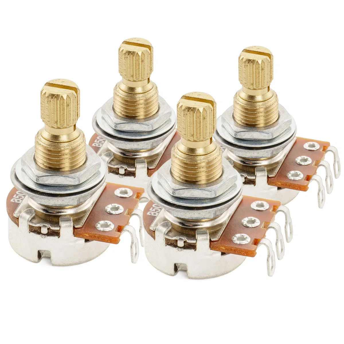 Musiclily Pro Metriche B500K Mini Potenziometro Split Long Shaft Lineare Pots per Chitarra Elettrica e Basso (Set di 4)