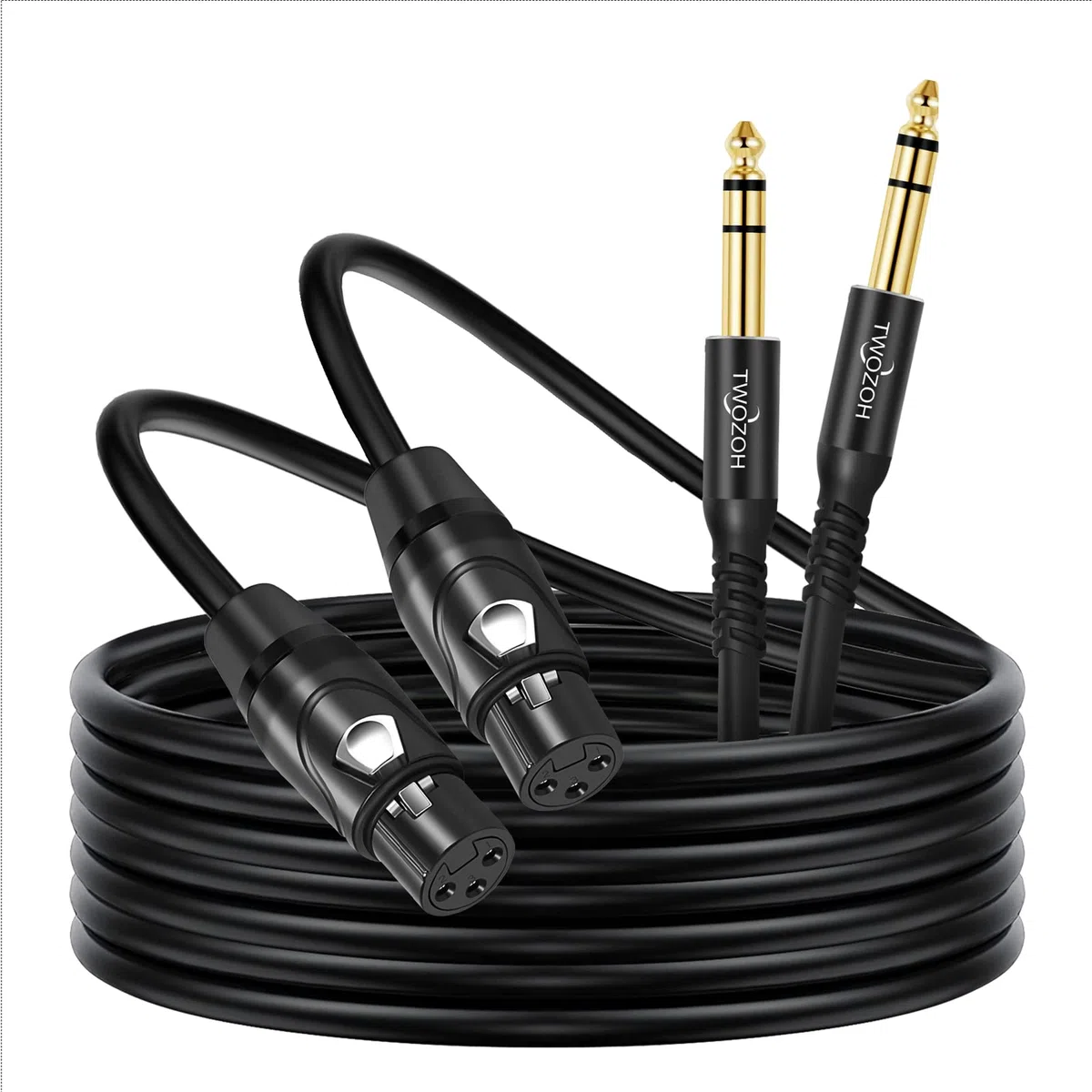 Twozoh Cavo XLR Femmina a 6.35 mm 2M 2 Pezzi, Jack 6,35mm Stereo TRS Bilanciato Maschio a XLR Femmina per microfono (Profesional/Hifi)