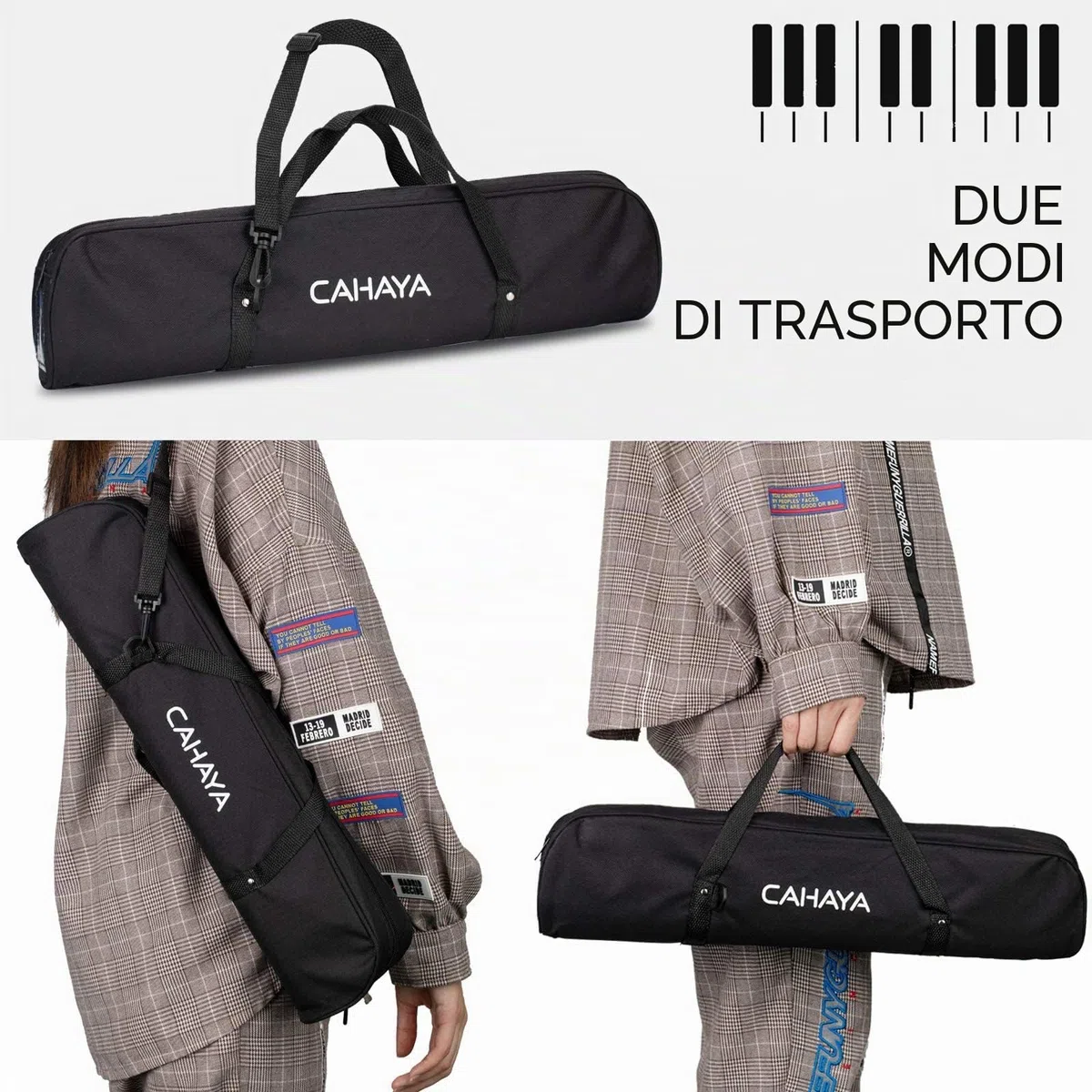 CAHAYA Melodica 32-Tasti Pianoforte a Bocca: con 4 Bocchini Pianola a Bocca con Custodia per Trasporto Strumento Musicale per Principianti Bambini Nero