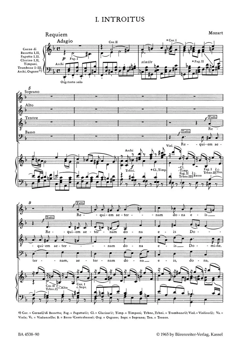 Requiem KV 626. Das von Franz Xaver Süßmayr vervollständigte Requiem in der traditionellen Gestalt. Klavierauszug vokal, BÄRENREITER URTEXT