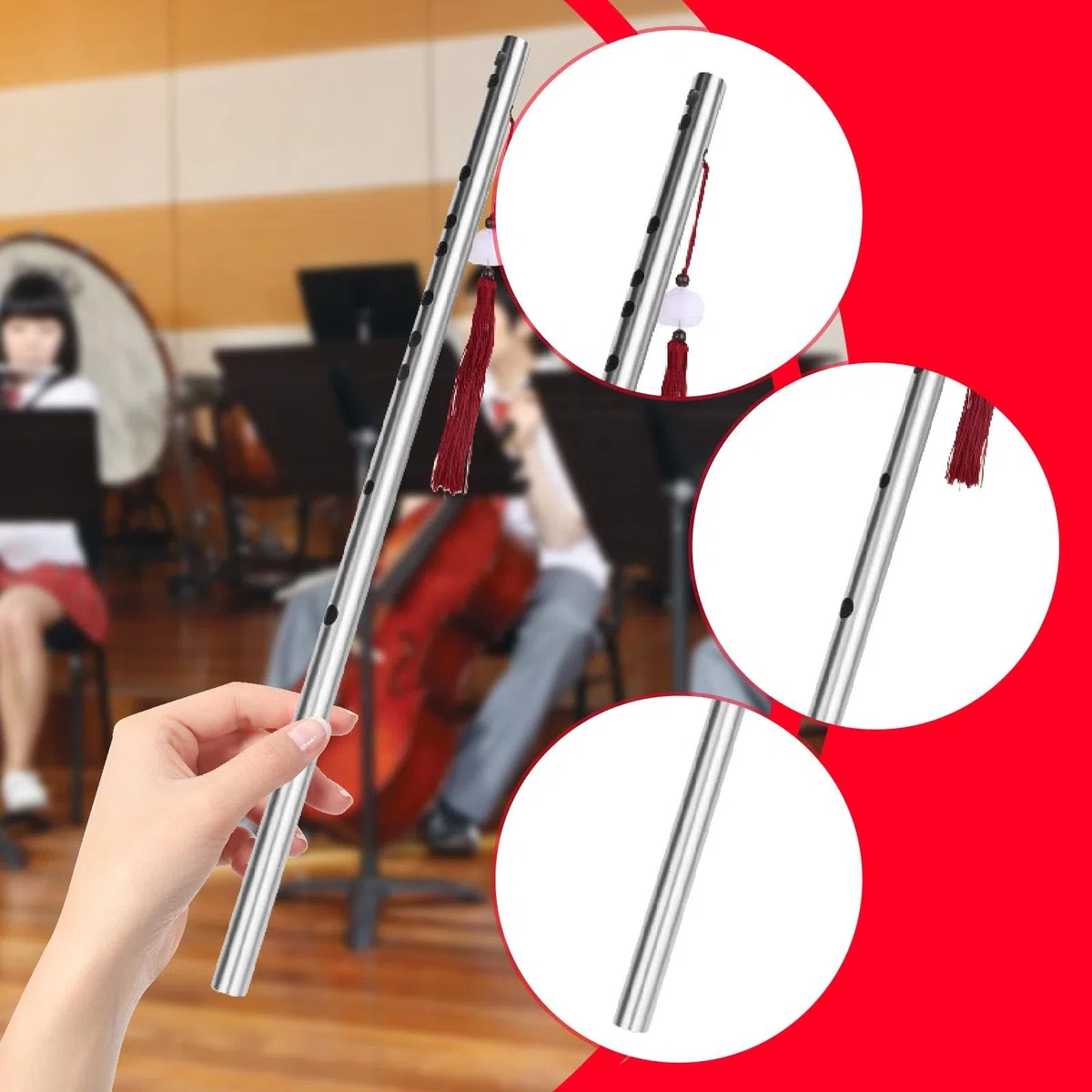 Flauto Dizi Cinese Strumento a Fiato Flauto Traverso Musicale con Materiale Robusto per Timbro Superbo E Suono Preciso Adatto per Regali E Pratica, 54 Cm