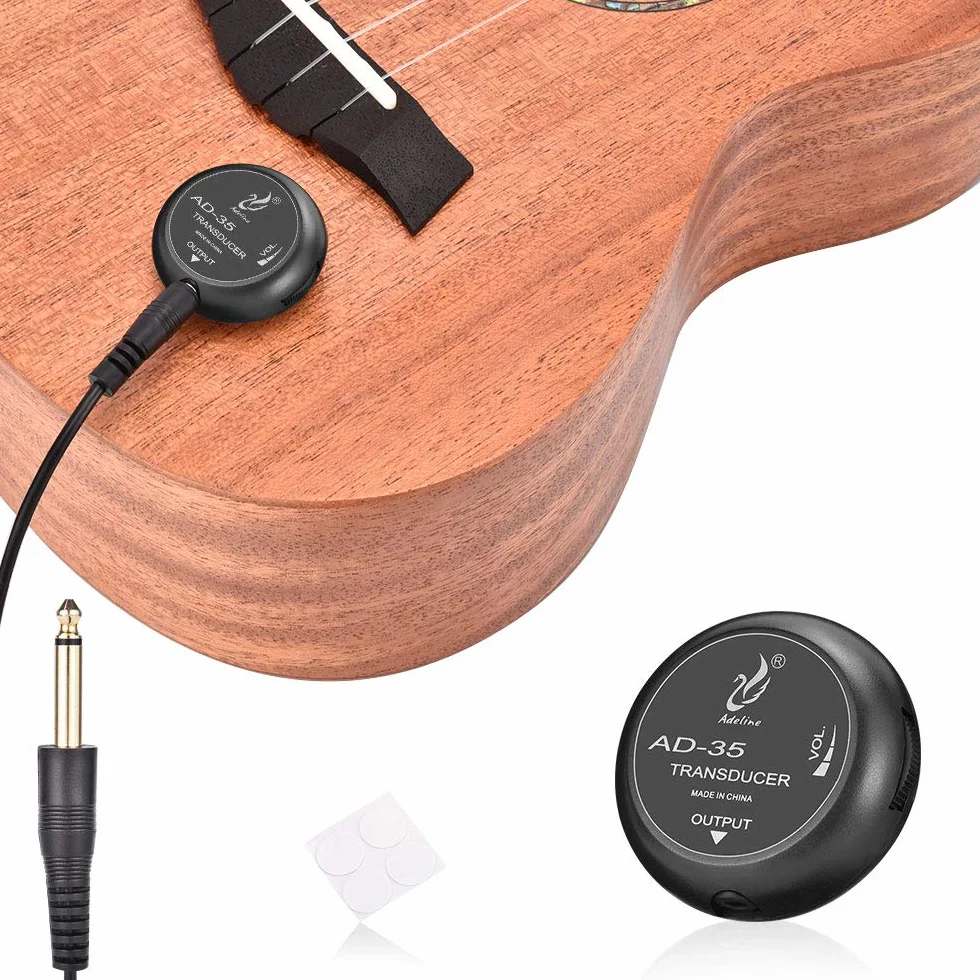 OTraki Mini Piezo Passivo Pickup Contatto Microfono Trasduttore con 3 Metri Cavo 6.35mm Controllo del Volume per Chitarra Classica Popolare Acustica Violino Ukulele Mandolino Banjo (AD-35)