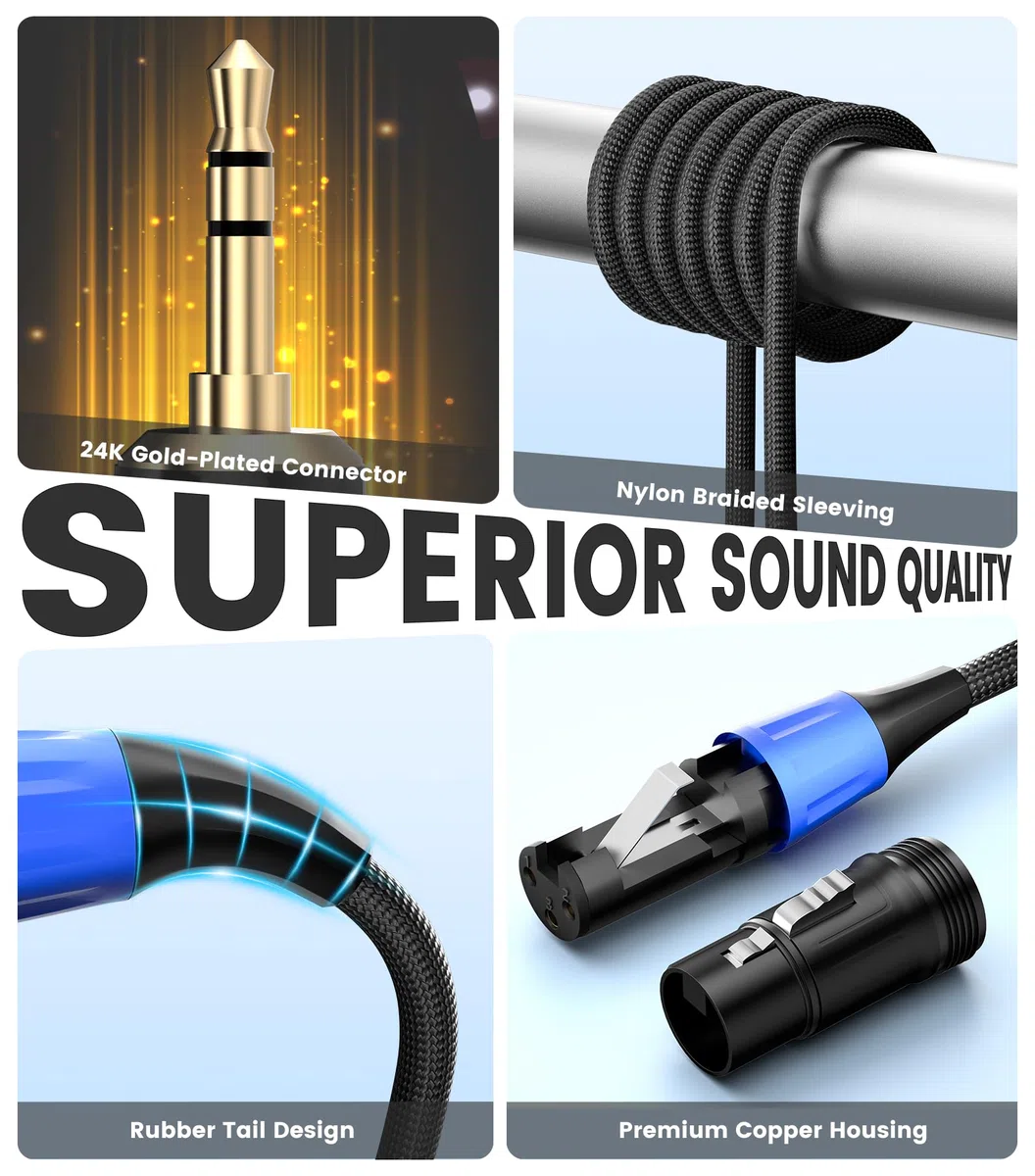 Cavo da XLR a jack 3,5 mm, Cavo Microfono Aux Mini Jack Stereo Femmina Sbilanciato da XLR a 3,5mm Cordone del Microfono per il telefono cellulare, Portatile, Altoparlante, Mixer - 1 metro