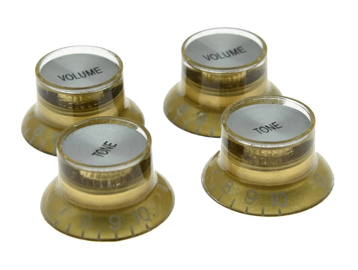Dopro Set di 4 manopole per chitarra LP riflettore oro con tappo cromato manopole per SG Epiphone Les Paul