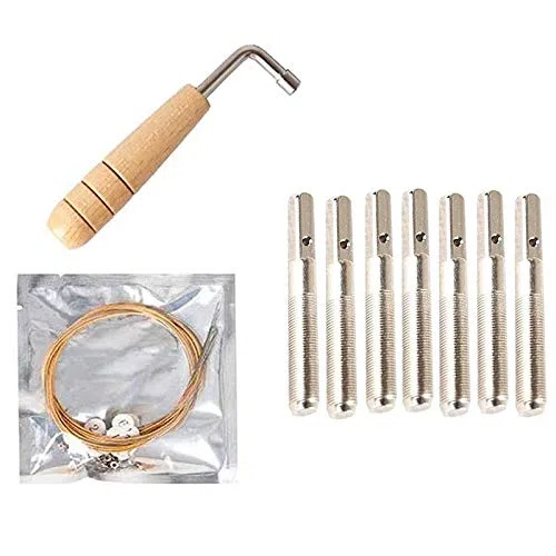 7 corde per arpa in metallo + 7 chiodi per corde + chiave di accordatura, per arpa piccola arpa strumento musicale a corde