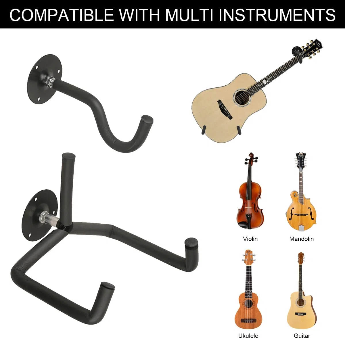 Espositore Per Chitarra, Gancio Orizzontale Poggia Supporto Chitarra Espositore, Supporto Gancio Per Chitarra Con Viti,Gancio Orizzontale Poggia Supporto Chitarra,Porta Chitarra Da Muro Per Chitarra