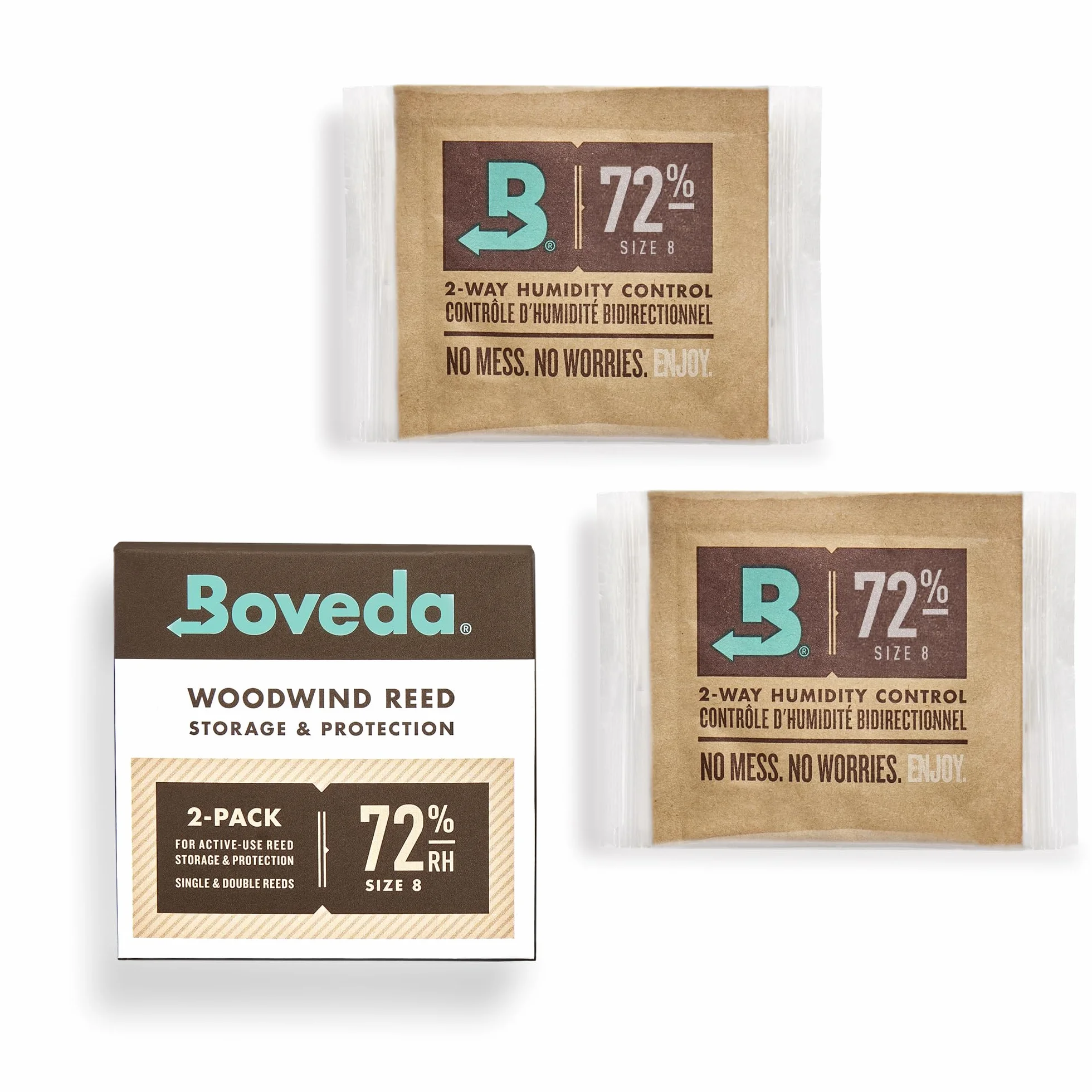 Boveda Music Reed Umidità Pack 72% RH Misura 8 – 2 Confezione di Ance Assorbitori di Umidità – Strumenti Musicali in Legno – Umidificatore a 2 vie – Per Chitarra, Clarinetto, Sassafono, Oboe e Fagotto