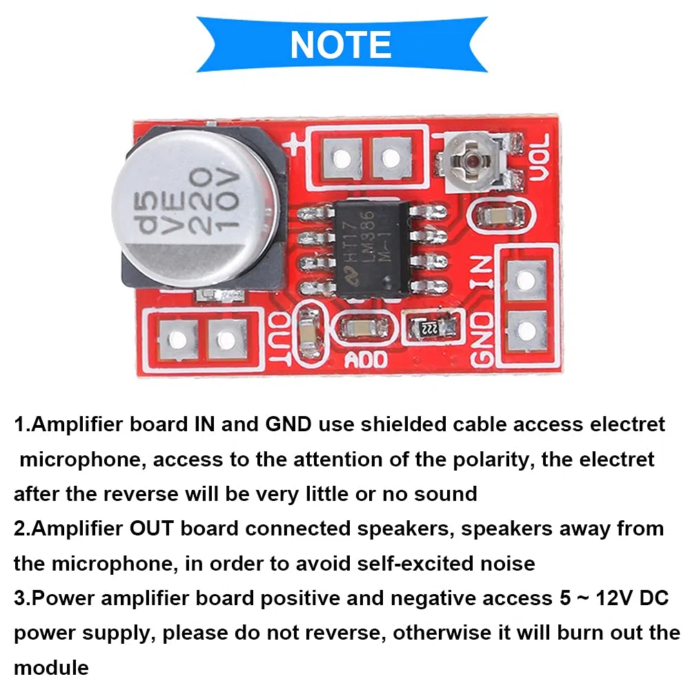 2PCS DC 5V-12V Mini Scheda Amplificatore Microfono Micro Electret Amplificatore MIC Modulo Amplificatore A Condensatore con 2PCS Microfono Electret, 2PCS Cavo di Alimentazione