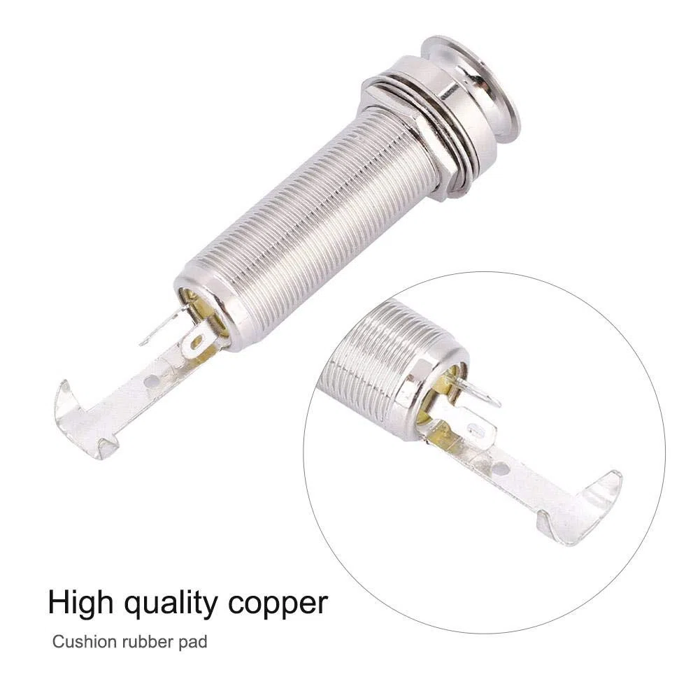 Jack Endpin per Chitarra, Presa Jack Mono Pin in Rame 6306 per Chitarra Elettrica Pickup Ukulele(argento)